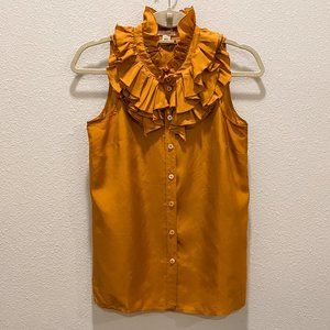 J.CREW Gold Ruffle Sleeveless Top Sz 0